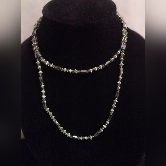 Versatile Magnetic Hematite & Silver Beaded Wrap Necklace - Picture 1 of 9